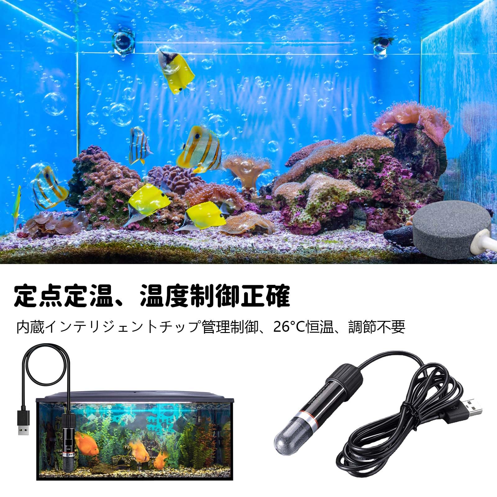 Amazon | 水槽 ヒーター 熱帯魚 ヒーター USB サーモスタット